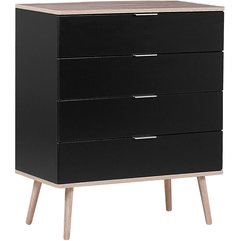 Scandinavian Chest of Drawers Storage Cabinet Sideboard Wooden Legs Black Walpi
