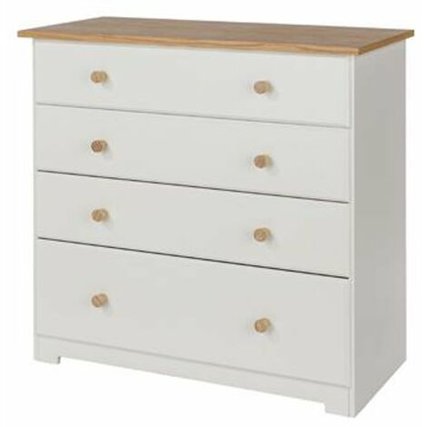4 Drawer Chest - MDF/MDP - 80 x 38 x 80.2 cm - Soft White/Oak