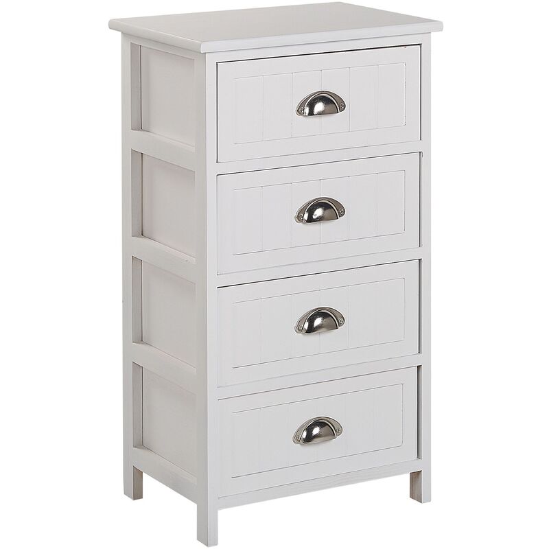 Chest of Drawers White Scandinavian MDF Tallboy Metal Handles 4 Drawers Lucy