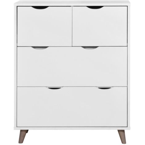 4 Drawer Chest White Scandinavian Style Storage Unit With Drawers Particle