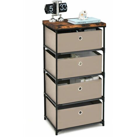 4 Drawer Fabric Dresser Storage 4-Tier Organizer Tower Dresser with Drawers