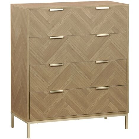 4-drawer herringbone chest, Budapest, Natural, 80x40x95 cm