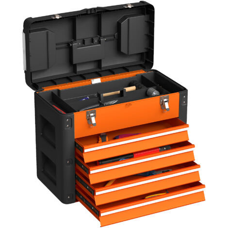 4 Drawers Large Toolbox - Orange