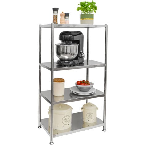 4 Ebenen Edelstahl Regal - 61x36x113 Schwerlastregal bis 60kg Metallregal Küche