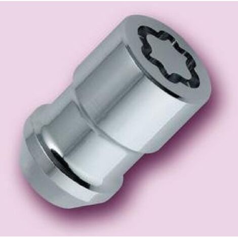 4 ecrous antivol Chrome 14x15 Plat 42.6mm Douille 22mm - 21157SU