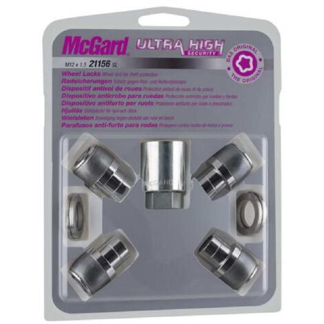 4 ECROUS ANTIVOL SL MCGARD M12X1.5/ PLAT/ LONG. 15/35MM/ Ø21MM