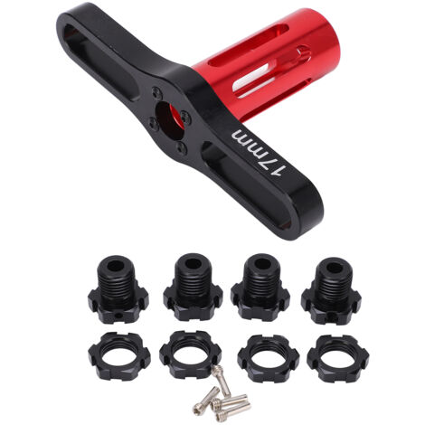 4 Écrous Hexagonaux 17MM à Canelures pour Modèles RC Traxxas 1/10 (Noir) - Compatible E-REVO et Summit