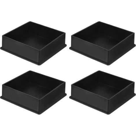 4 Embouts de pieds carrés, 100mm x 100mm, PVC noir, antidérapants, protection sol, pour meubles intérieurs et extérieurs