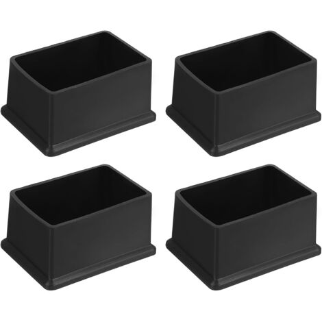 4 Embouts de pieds carrés, PVC noir 60x40mm, antidérapants, pour chaises et tables, intérieur extérieur