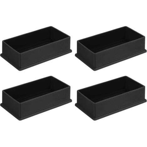 4 Embouts de pieds carrés, PVC noir antidérapant, protection sol, pour chaise table bureau intérieur extérieur