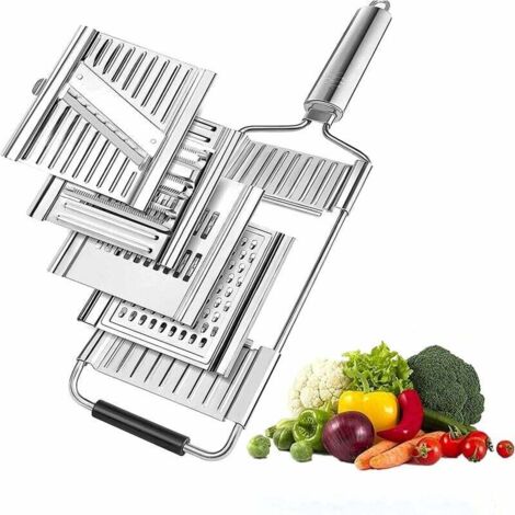 4 en 1 Cuisine Mandoline Trancheuse Multifonctionnelle En Acier Inoxydable Manuel Coupe-Légumes 4 Modes Trancheuse Cuisine Mandoline Trancheuse pour Salade Courgette Carotte Oignon