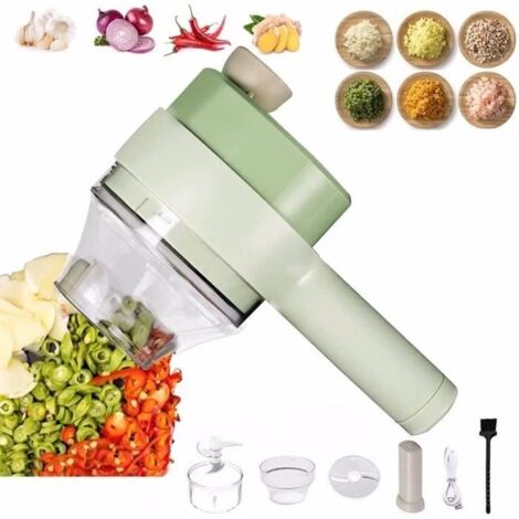 4 en 1 Mini Portable USB Électrique Trancheuse À Légumes De Poche Multifonctionnelle À Ail Hachoir À Oignons Hachoir À Nourrit[568]