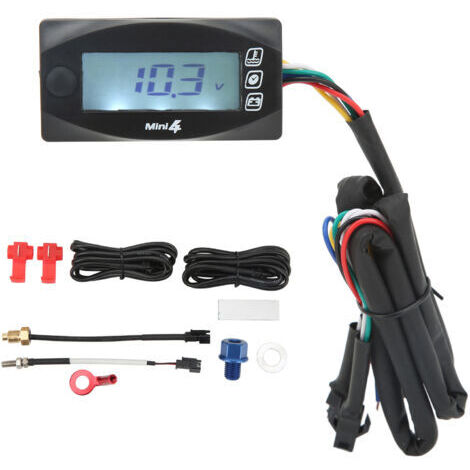 4 en 1 moto thermomètre température de l'huile moteur tension temps LCD affichage numérique DC12V universel M20x1.0