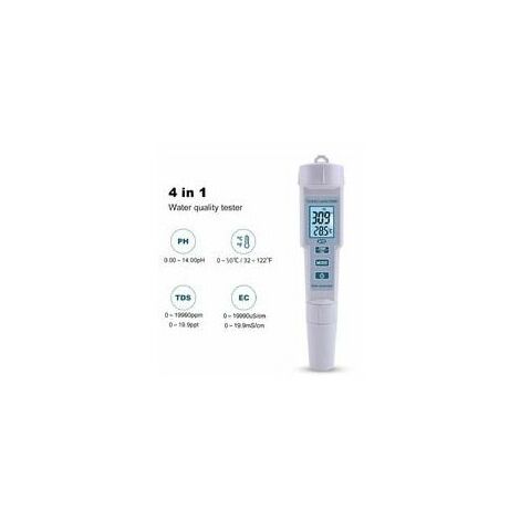 4 En 1 Ph / Ec / Tds / Temp Compteur Qualite De L'Eau Compteur D'Essai De Haute Precision Ecran Lcd Plage De Mesure Outil De Mesure