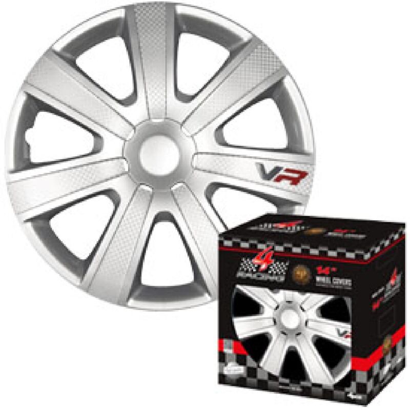 4 Enjoliveurs 13p Carbon Look - Silver - 4RACING