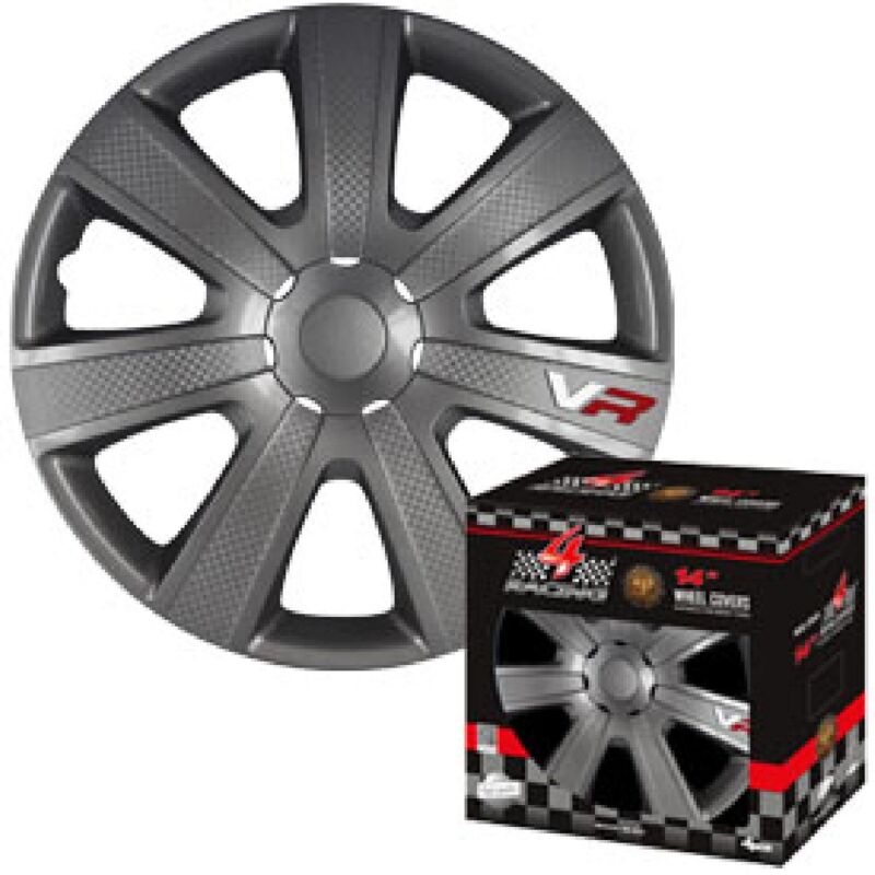 Adnauto - 4 Enjoliveurs 14p Carbon Look - Anthracite - 4RACING