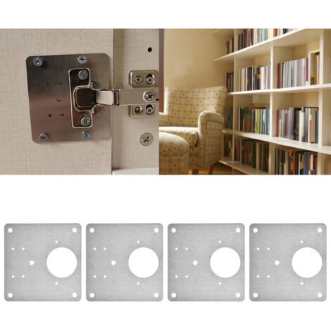 4 ensembles de plaques de charnière en acier inoxydable, plaque latérale de charnière, support de réparation de charnière de porte d'armoire pour la cuisine domestique