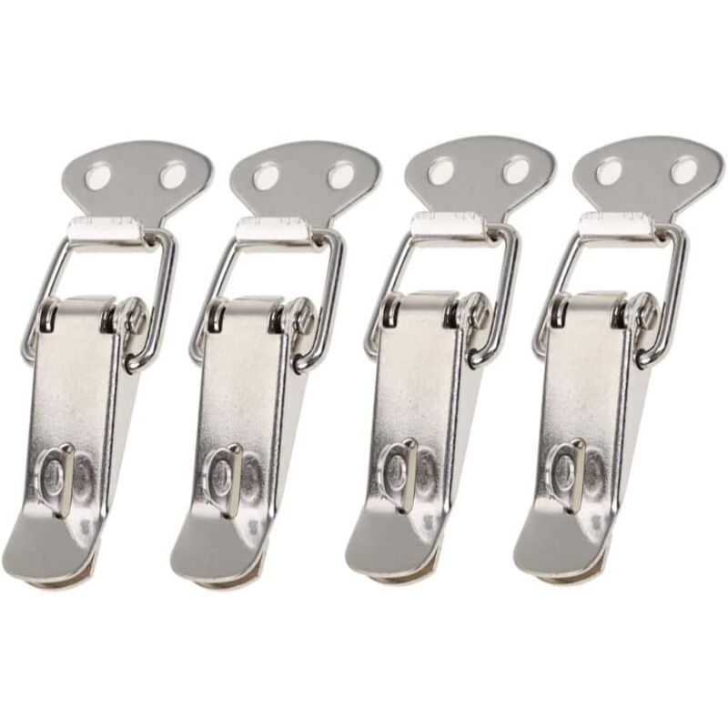 4 ensembles de serrures à bascule à ressort avec serrure Pinces à pince en acier inoxydable Serrure à ressort Hasp Catch pour boîte à outils, boîte à