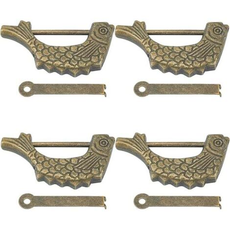 4 ensembles de serrures à combinaison en alliage de poisson rétro 60x31x8.5mm en forme de poisson cadenas de verrouillage vintage avec clé pour boîte d'armoire de porte de tiroir