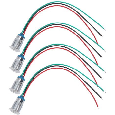 4 Ensembles LED Indicateur Etanche Anode Commune 12mm 110-220V Rouge Vert pour Contrôle Industriel