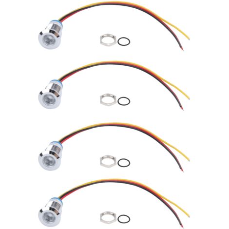 4 Ensembles LEDs Ronds Pré-câblés Étanches 2 Couleurs Lumière Indicateur Cathode Commune 12mm 3-6V (Rouge et Jaune)