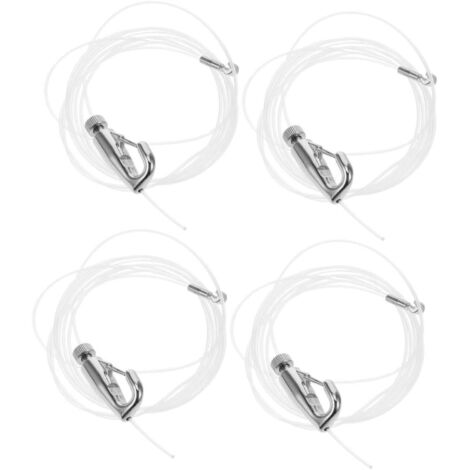 4 ensembles Lot Kit Suspension Cimaise Tableau Acier Inoxydable Câble Nylon Réglable Pour Cadres Photos Miroirs Facile à Installer