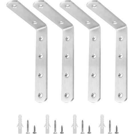 4 Équerres De Fixation, Support D'angle 90 Degrés Acier Inoxydable 150x100x4mm Pour Étagère Lit Bureau