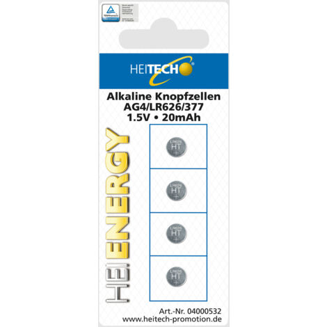 4-er Pack Alkaline Knopfzellen AG4/LR626/377/1,5V