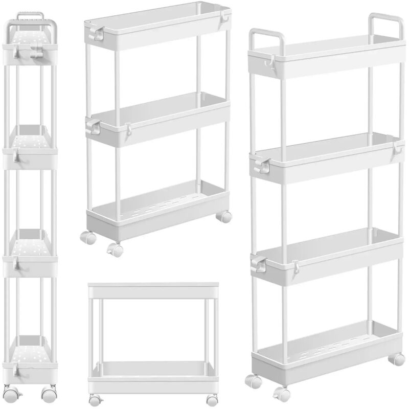 Day Plus - 4 étagères Étagère sur pied Étagère à livres en plastique Étagère de ménage Étagère de cuisine Meuble