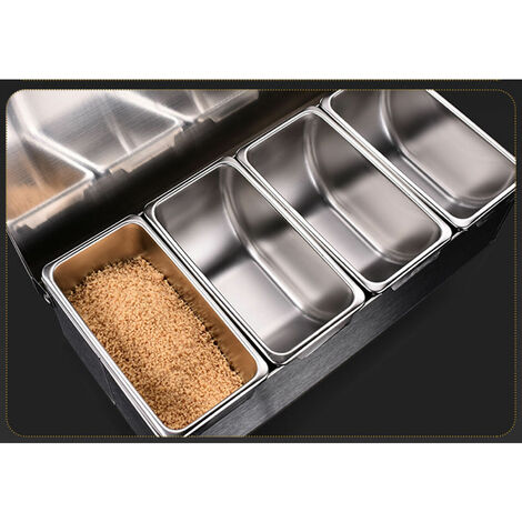 4-Fach Buffet Obstkiste Zutatenbehälter Beilagenbehälter Obstaufbewahrung Küchen Behälter Edelstahl Gastronomiebehälter Mit Deckel 31158.8cm