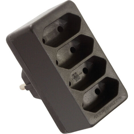4-fach Eurostecker Eurosteckdose schwarz 230V 16A IP20