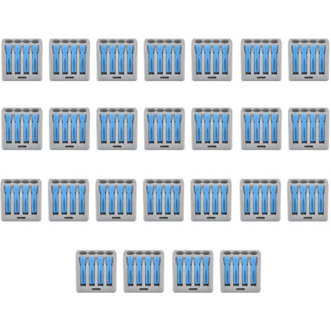 4-fach hebelbetätigter Verteilerblock - Elektrische Schnellverbinder (25 Stück, blau)