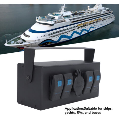 4-fach Marine-Schalterkasten mit Kontrollleuchte, DC 12-24V, für Wohnmobile und Boote