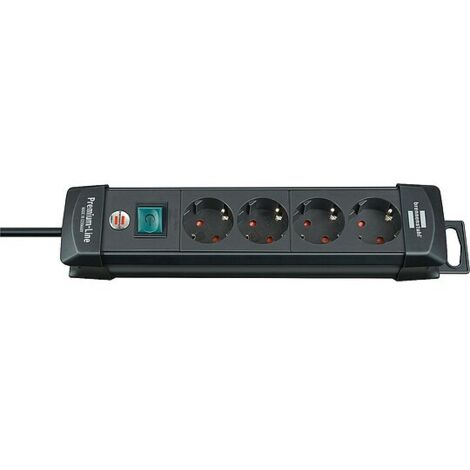 4-fach Schutzkontakt-Steckdose brennenstuhl schwarz - mit Schalter - 230V, 16A - 1,8 m