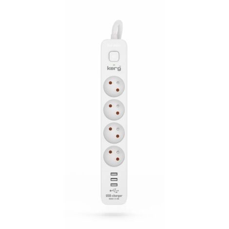 4-fach Steckdosenleiste + 3xUSB A  3 Meter 3×1,5mm² H05VV-F 16A/250V