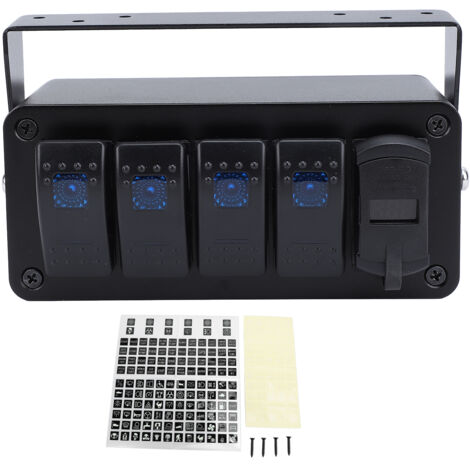 4-fach vorverdrahtete Schalterbox, SPST 12V PD Typ C Ein/Aus-Schalter, QC 3.0 USB-Ladegerät Voltmeter, wasserdichtes Aluminium-Wippschalterfeld.