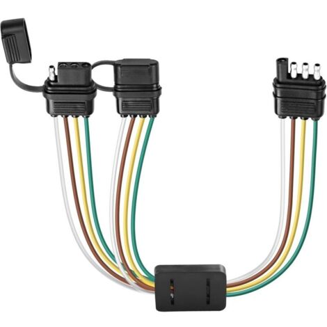 4-fach Y-Verteileradapter für Pritschenanhänger, 4-poliger Stecker auf zwei Buchsen mit Staubschutzkappe, Kabelbaumadapter für die Heckklappe, LED-Lichtleiste