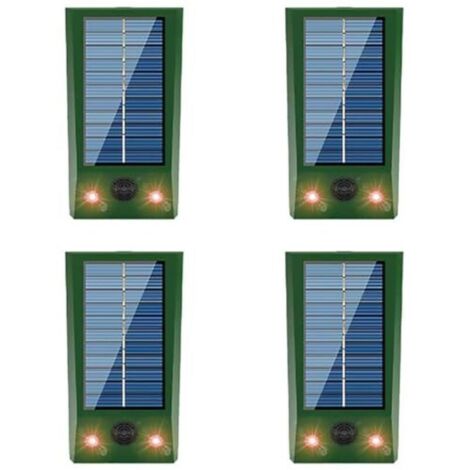 4-facher Solar-Tierabwehrer (Katzen, Hunde, Vögel, Eichhörnchen, Waschbären, Kaninchen, Füchse, Rehe usw.) mit LED-Bewegungsmelder