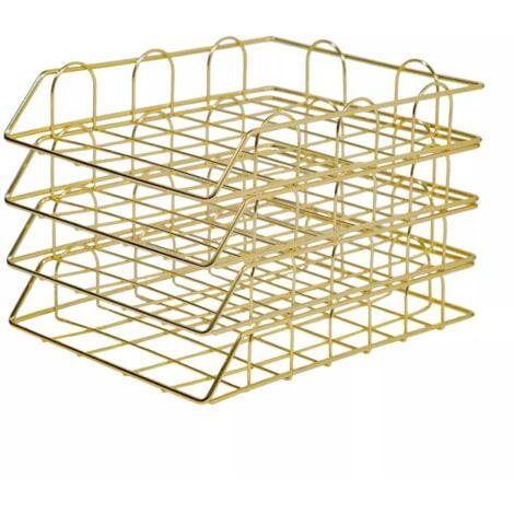 4 Fächer Metall Briefablage A4 Papierablage Schreibtischablage Lagerregale Gold Dokumentenhalter