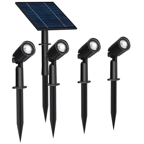 4 faretti led a picchetto 40 watt con pannello solare per esterno da giardino lampada da percorso a luce fredda o calda IP65