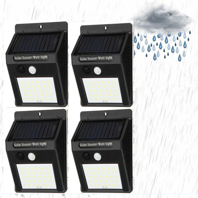 R&g - 4 faretti 30 led solare esterno lampada giardino faretto fotovoltaico sensore