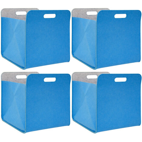 4 Felt Storage Boxes 33x33x38cm Kallax Felt Basket Ikea Shelf Insert Cubes Blue