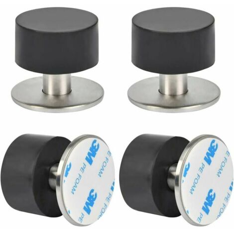 4 fermaporta adesivi in acciaio inox con gomma antiurto 3M o viti - Nessuna perforazione 40 mm