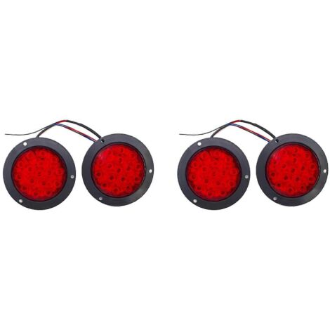 4 feux arrière ronds à 16 LED 12V/24V pour voiture, camion ou remorque, clignotants, feux stop et feux de recul.