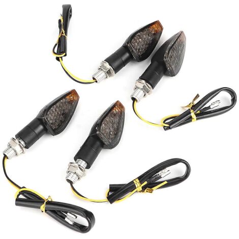 4 feux clignotants LED universels pour moto, dirt bike, lampes de signalisation, clignotants étanches, 4 pièces, ampoules à haute luminosité, compatibles avec motos tout-terrain.