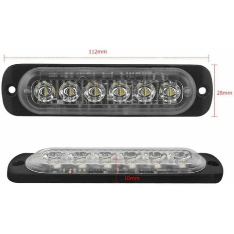 4 feux d'avertissement d'urgence pour véhicules, feux d'urgence pour camions, feux stroboscopiques, 6 LED à montage en surface étanches