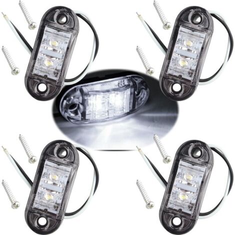 4 feux de position latéraux ovales blancs à LED IP65 12V/24V, indicateurs de position universels avant et arrière pour camions, remorques, fourgonnettes, caravanes, voitures, poids lourds