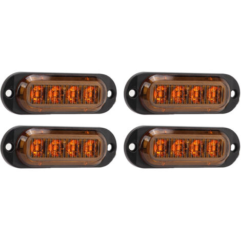 4 Feux Latéraux pour Camion 3000K Haute Luminosité LED IP65 Étanches Faciles à Installer 12‑24V Jaunes
