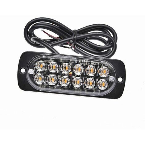 4 feux LED ambre stroboscopiques 12 LED barres lumineuses latérales clignotantes pour signal d'urgence, balise de danger, avertissement remorquage, feux de détresse.