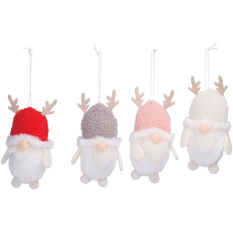 4 figurines de nains de Noël sans visage, décorations suspendues pour sapin
